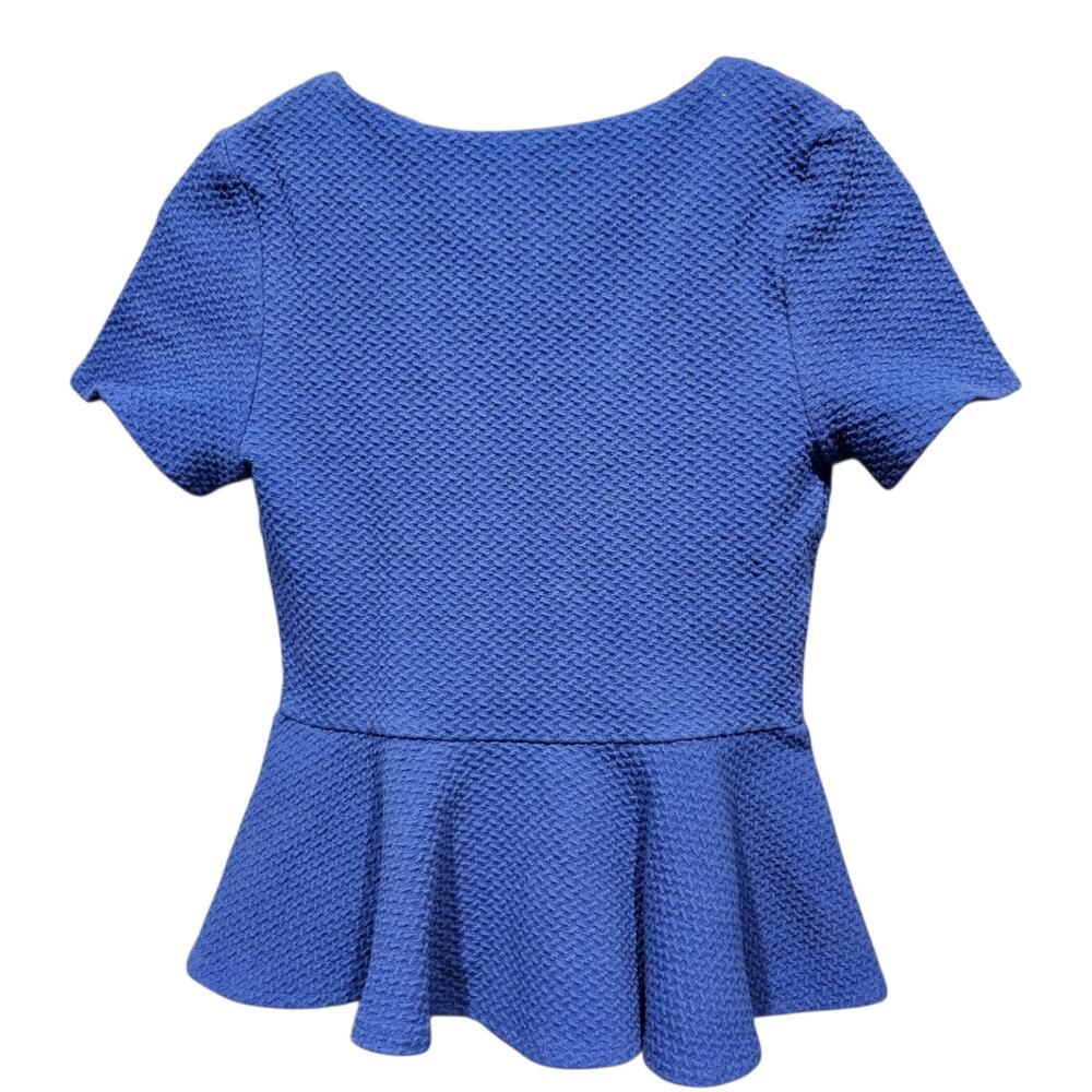NWOT Ganni Anthropologie Peplum Blue Short Sleeve Blouse V-Neck Top Buttons XS - Picture 7 of 14